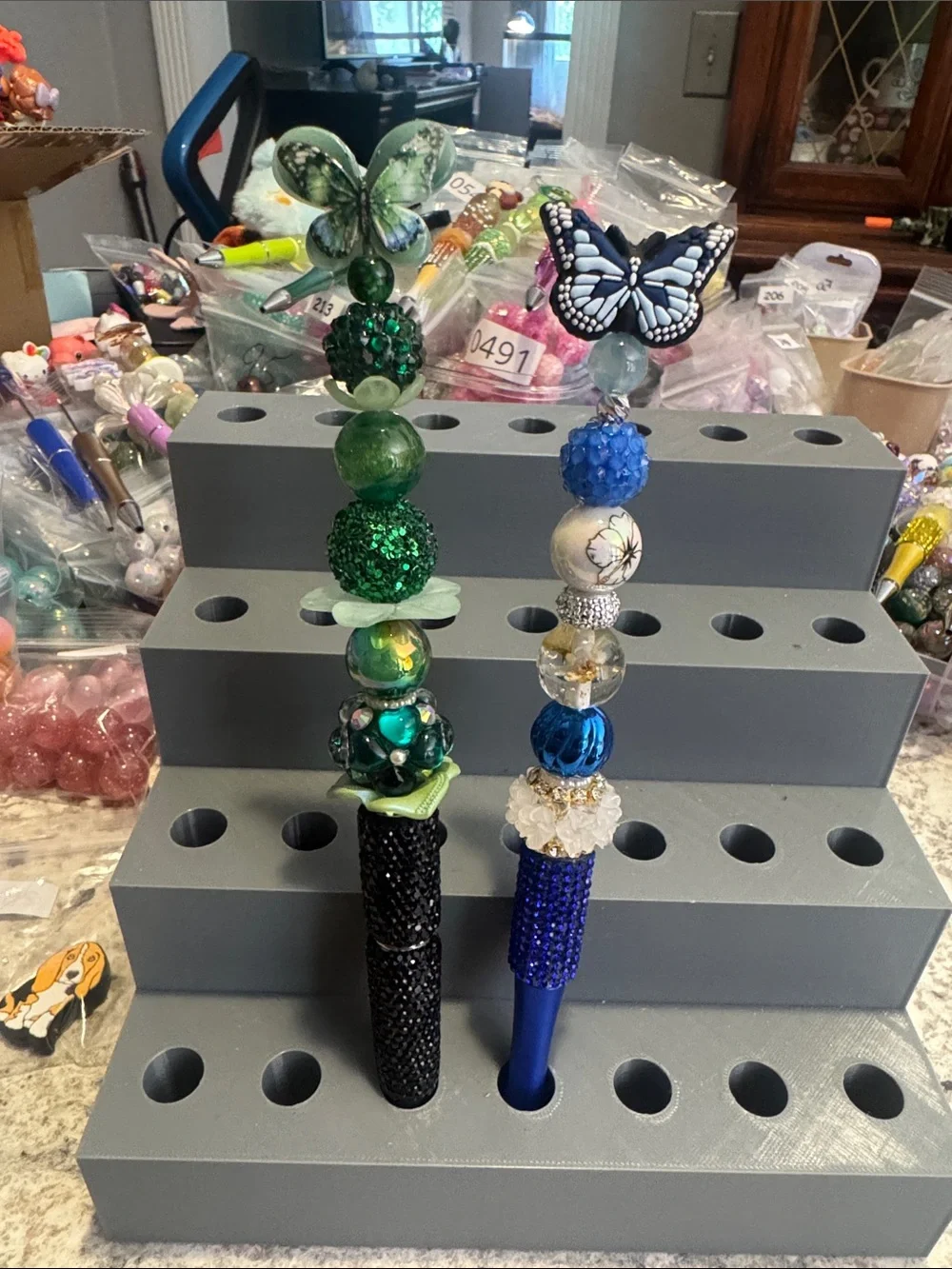 NWOT Bundle of 2 Beaded Pens with Butterflies Handmade by Me
